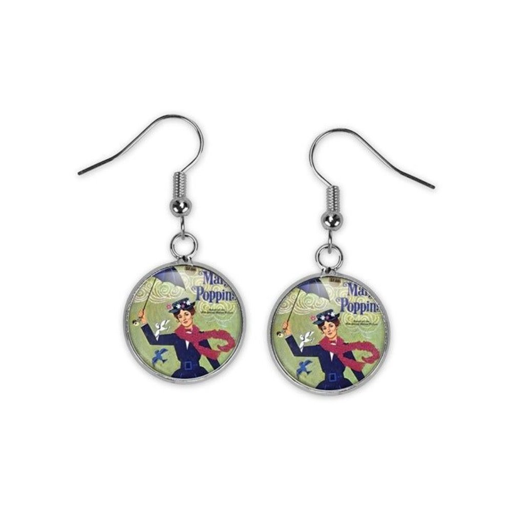Mary Poppins Retro Movie Art Silver Dangle Earrings New Hypoallergenic